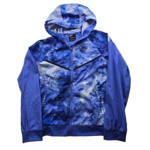 Nike Windrunner Jacket Women XL Blue White Tie Dye Sportswear Hooded‎ Running